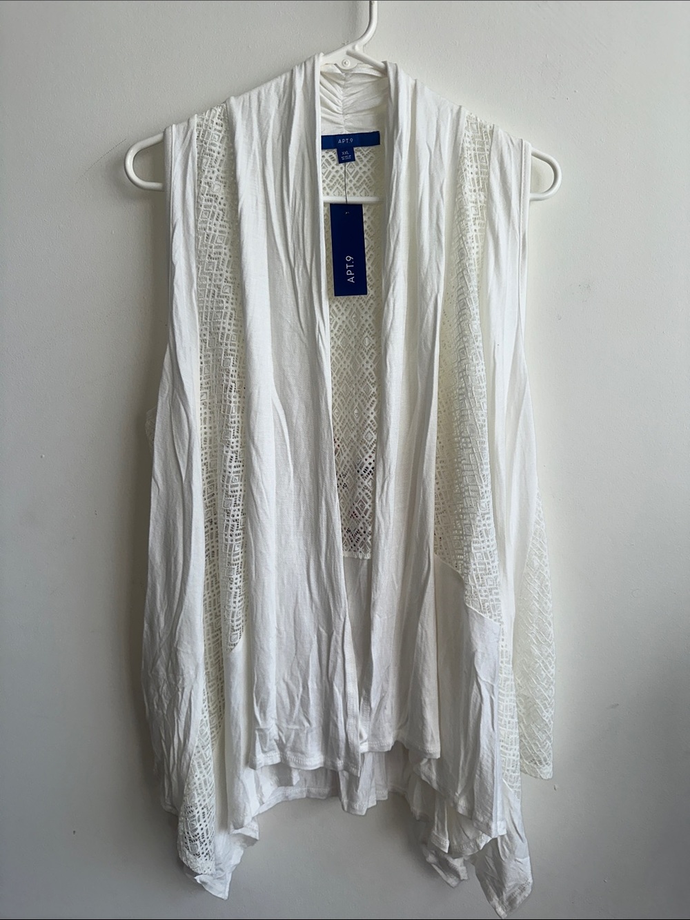 Apt. 9 White Open-Front Sleeveless Crochet Cardigan - Picture 6 of 8